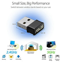 Charger l'image dans la galerie, ASUS Dual Band AC1200 USB-AC53 Nano USB WiFi Adapter