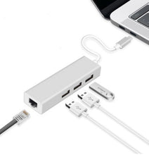Charger l'image dans la galerie, Adaptateur Speedex USB C vers Ethernet avec type C, 3 ports USB 2.0 HUB, adaptateur LAN pour carte réseau RJ-45