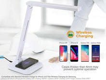 Charger l'image dans la galerie, PureOptics LED Qi VLED1700WH Lampe de bureau LED sans fil à intensité variable Blanc