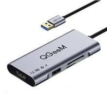 Charger l'image dans la galerie, QGeeM 7-en-1 USB A MiniDock Adaptateur Hub HDMI - 3 Ports USB - Lecteur de Carte SD/Micro Compatible avec Windows, Android
