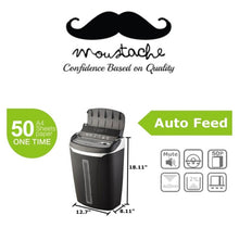 Charger l'image dans la galerie, Moustache Déchiqueteuse à coupe croisée avec alimentation automatique 50 feuilles Capacité du panier 5,5 gallons
