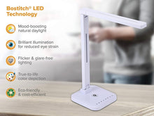 Charger l'image dans la galerie, PureOptics LED Qi VLED1700WH Lampe de bureau LED sans fil à intensité variable Blanc
