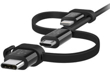 Charger l'image dans la galerie, Câble universel Belkin avec connecteurs micro-USB, USB-C et Lightning, noir
